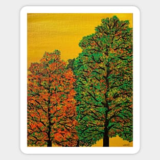 Autumn Trees At Dawn Sticker